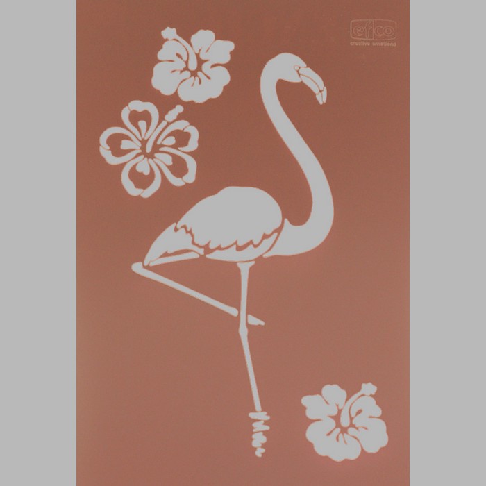 flamingo en bloemen sjabloon transparant 21 x 29,7 cm afwasbaar